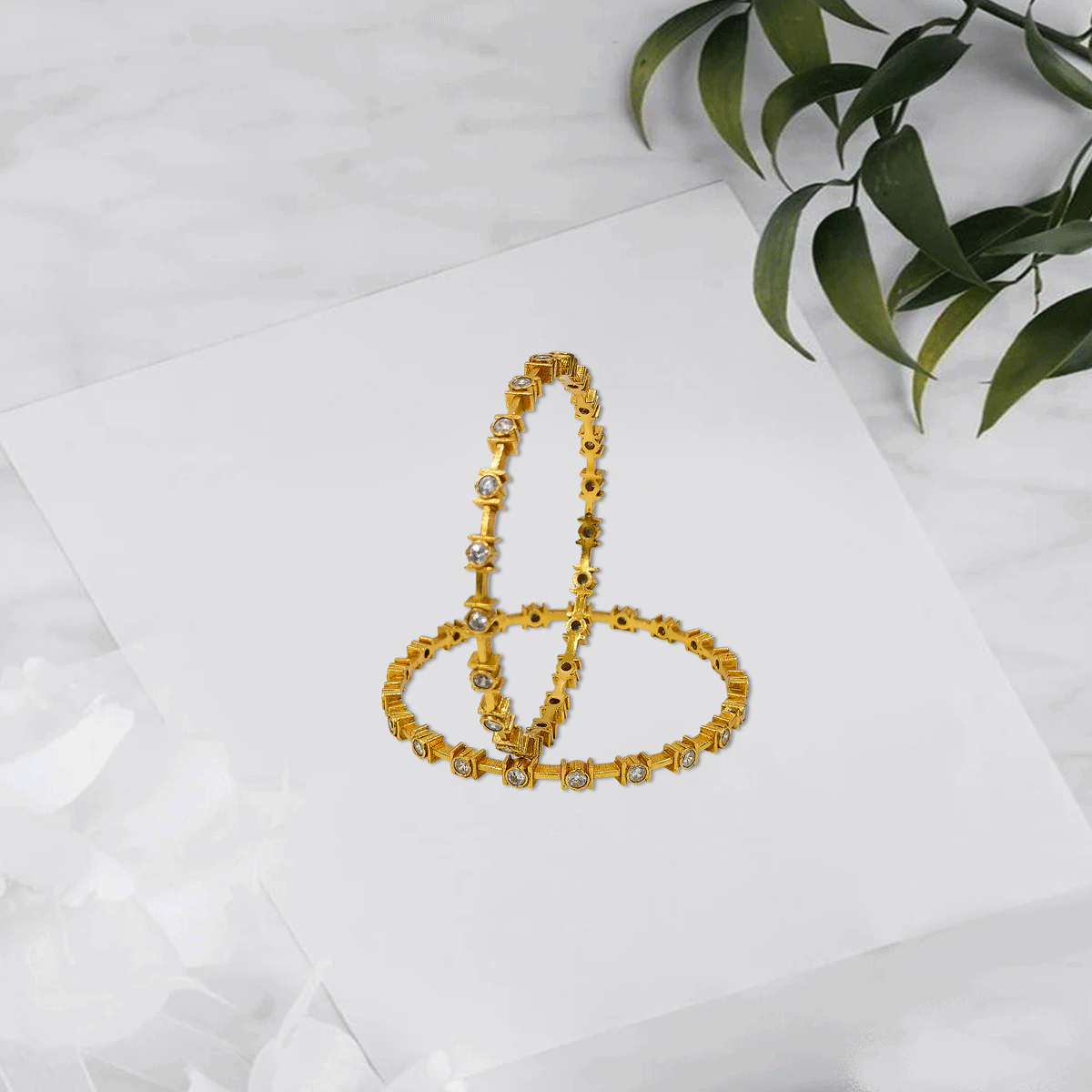 Radiant Royale White Stone Bangles