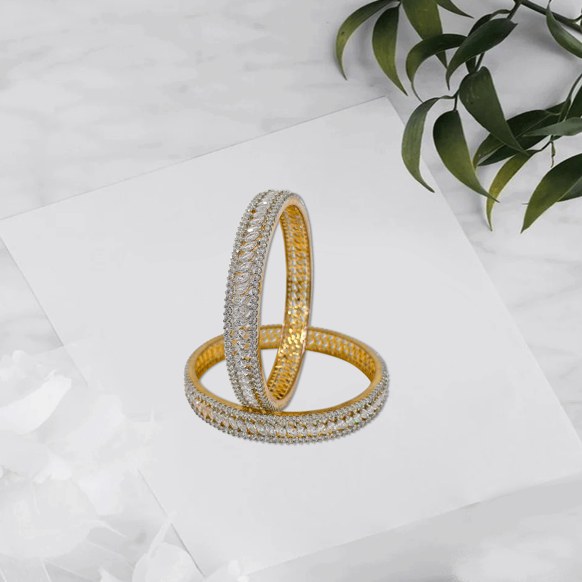 Radiant Royale White Stone Bangles