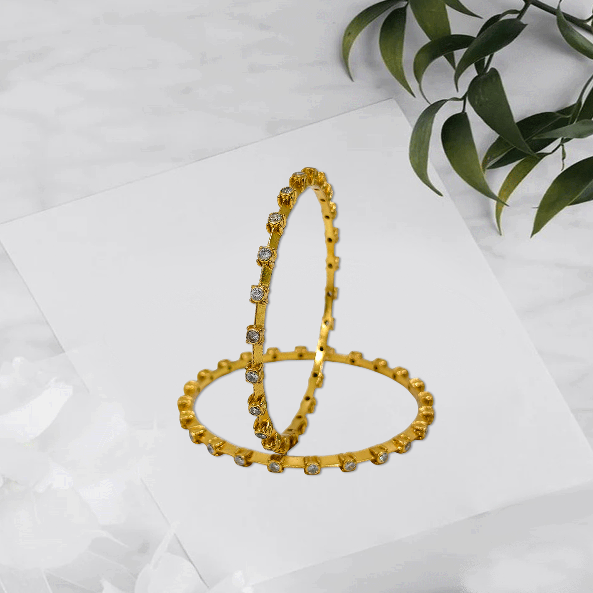 Radiant Royale White Stone Bangles