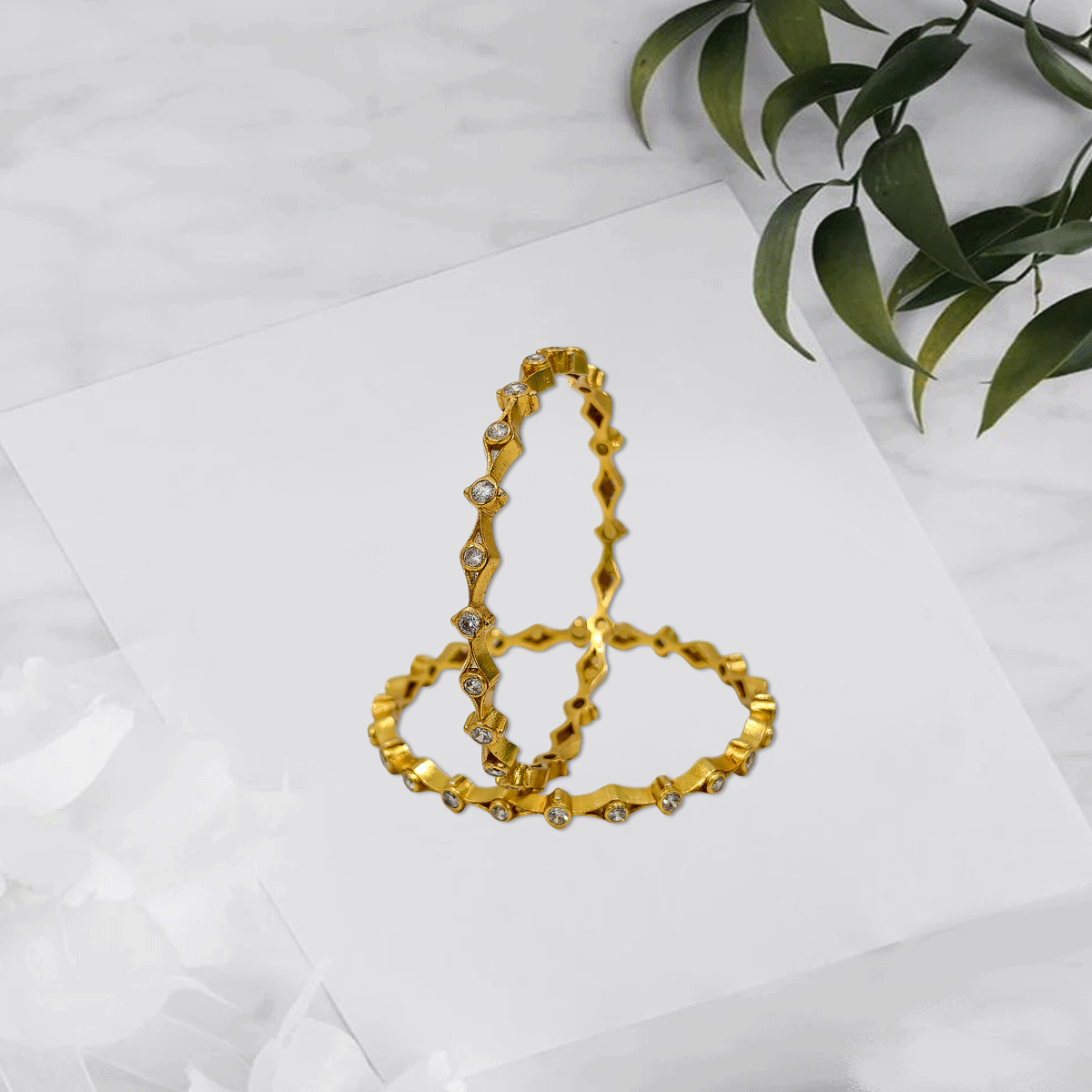 Radiant Royale White Stone Bangles