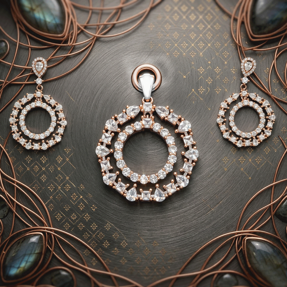 Graceful Rose Gold Pendant Set
