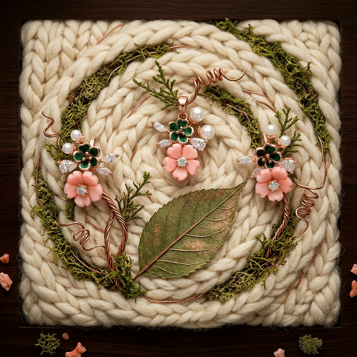 Graceful Rose Gold Pendant Set