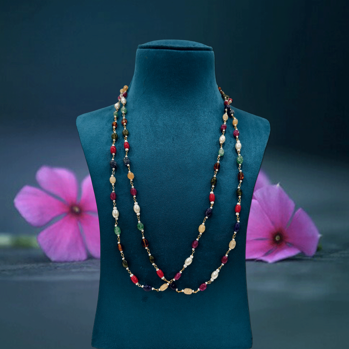 Golden Layers Multi Colour Beaded Chain