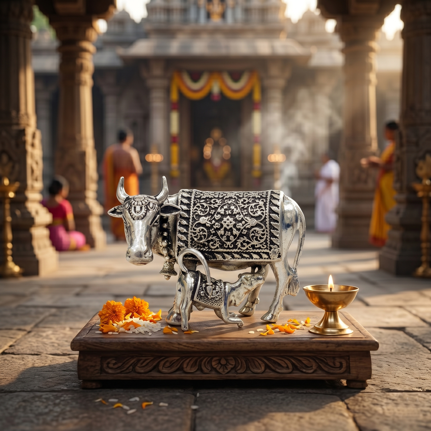 92.5 Silver Kamadhenu Statue