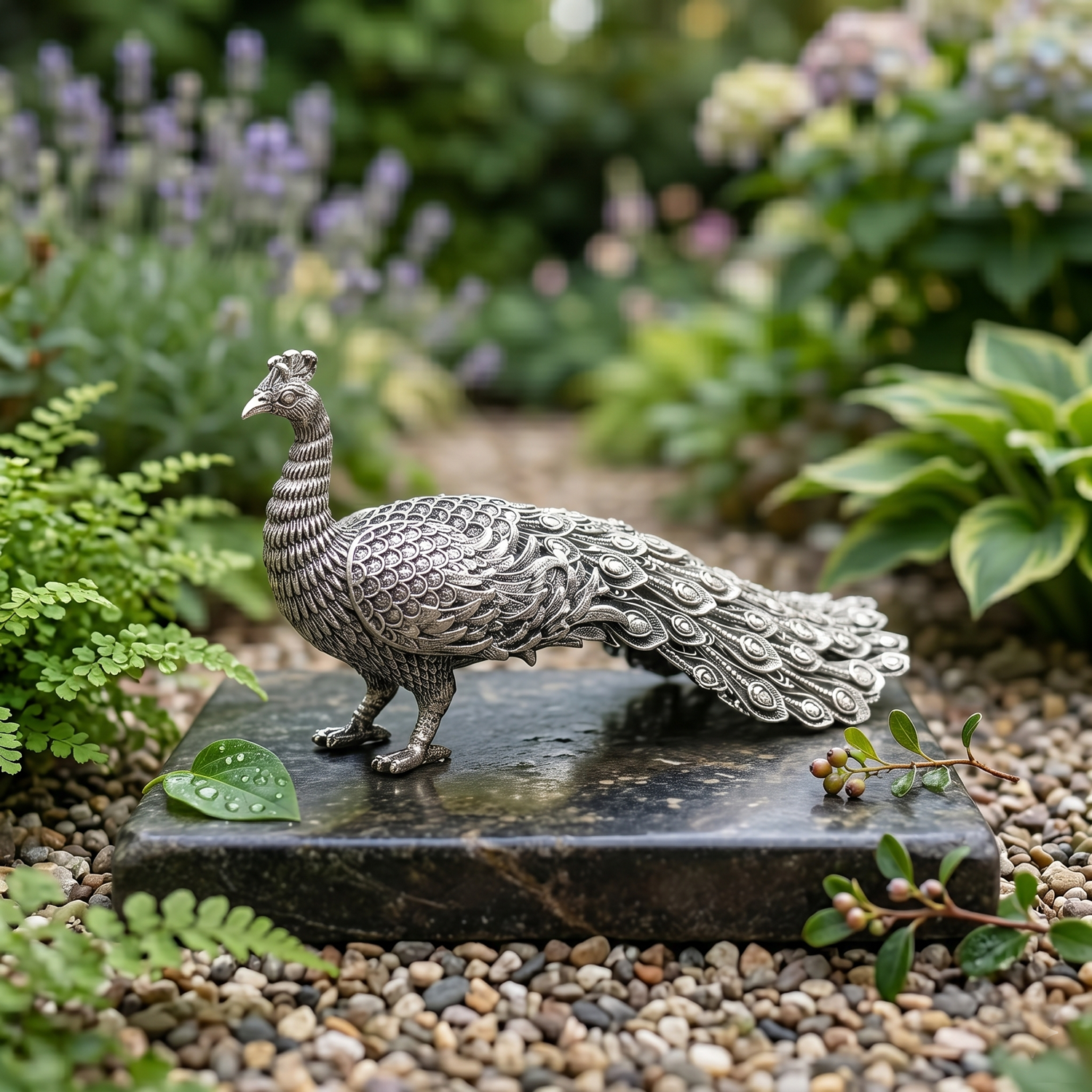 92.5 Silver Antique Peacock Statue