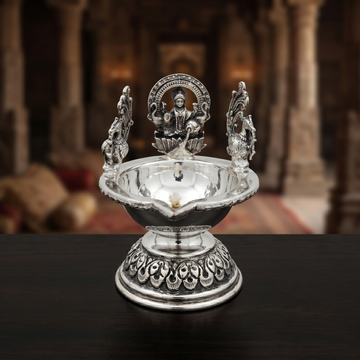 92.5 Silver Divine Lakshmi Peacock Deepam