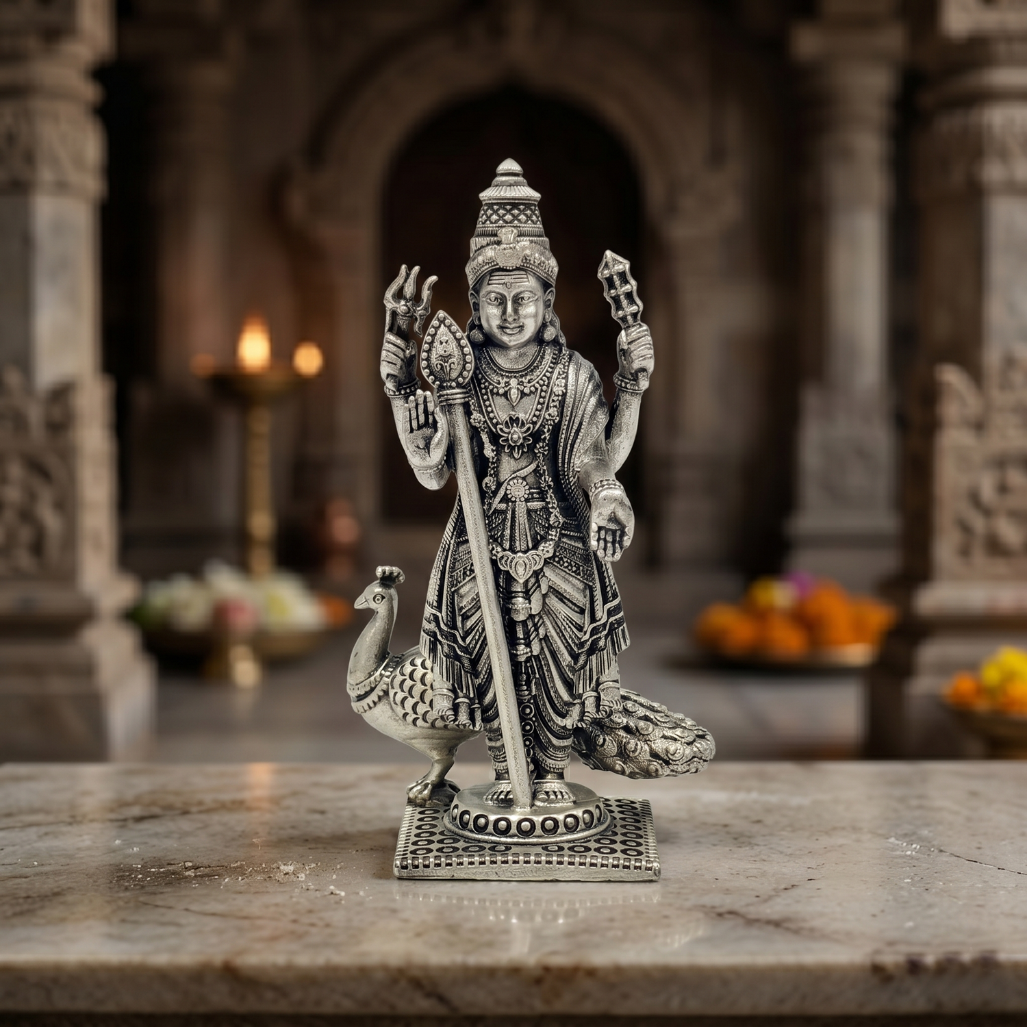 92.5 Silver Lord Murugan Statue