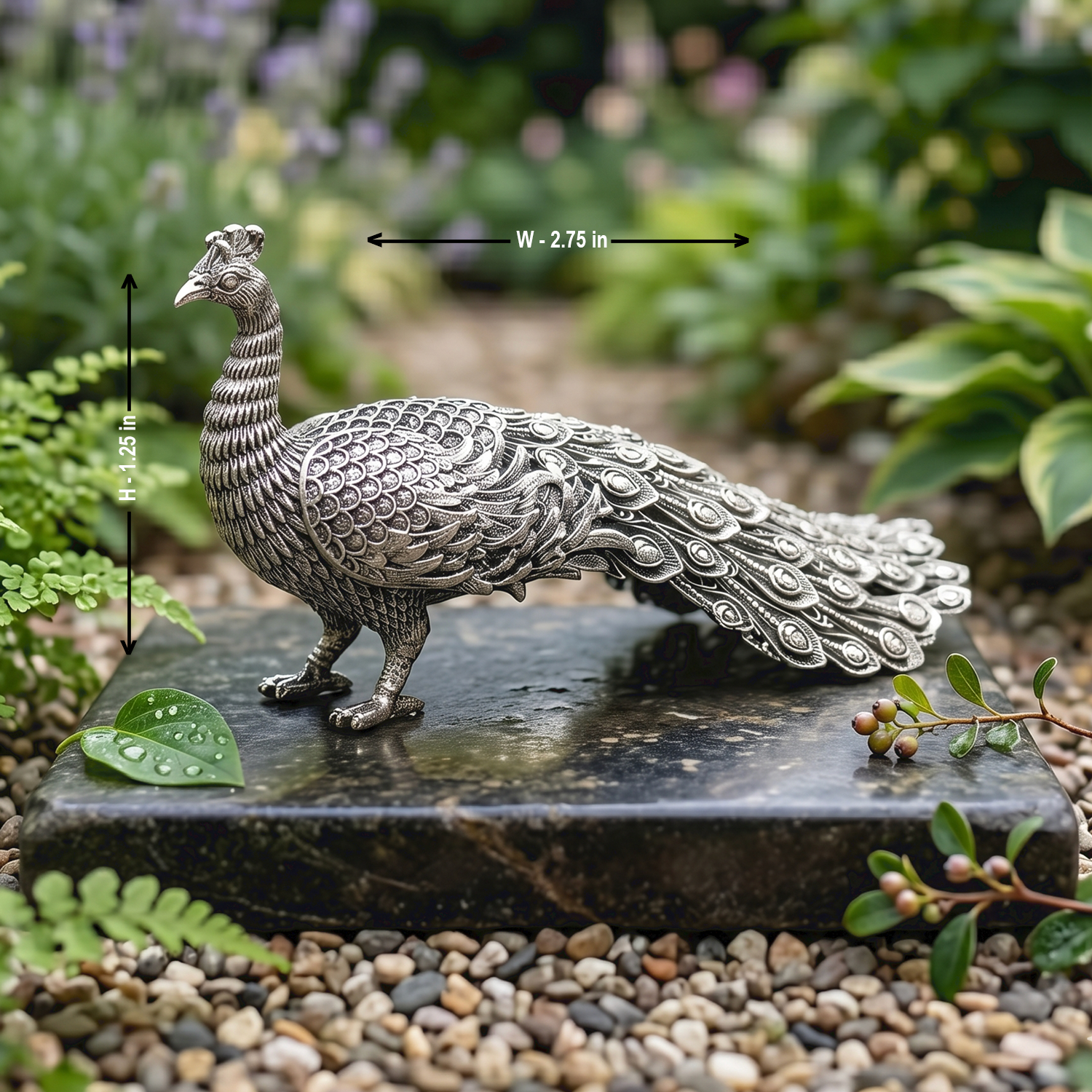 92.5 Silver Antique Peacock Statue