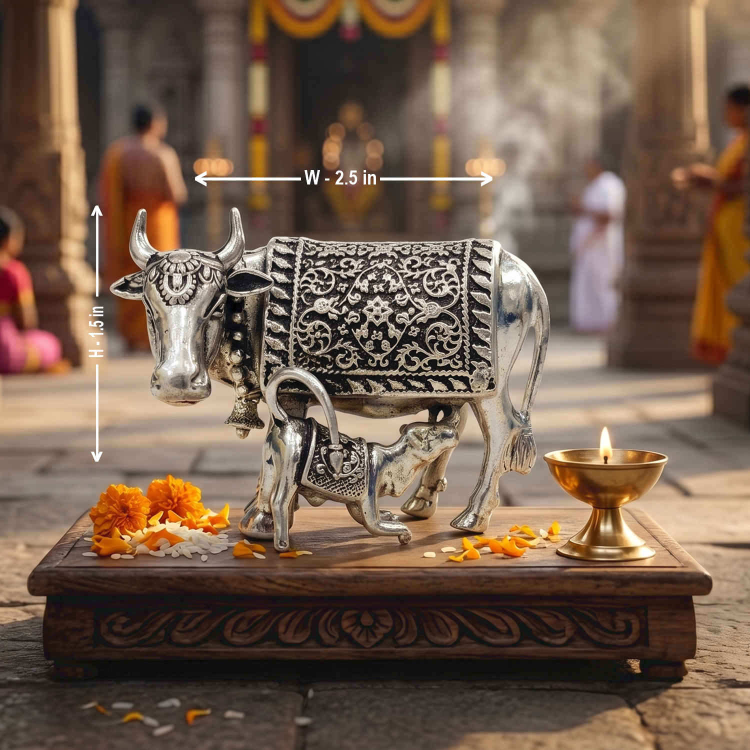 92.5 Silver Kamadhenu Statue