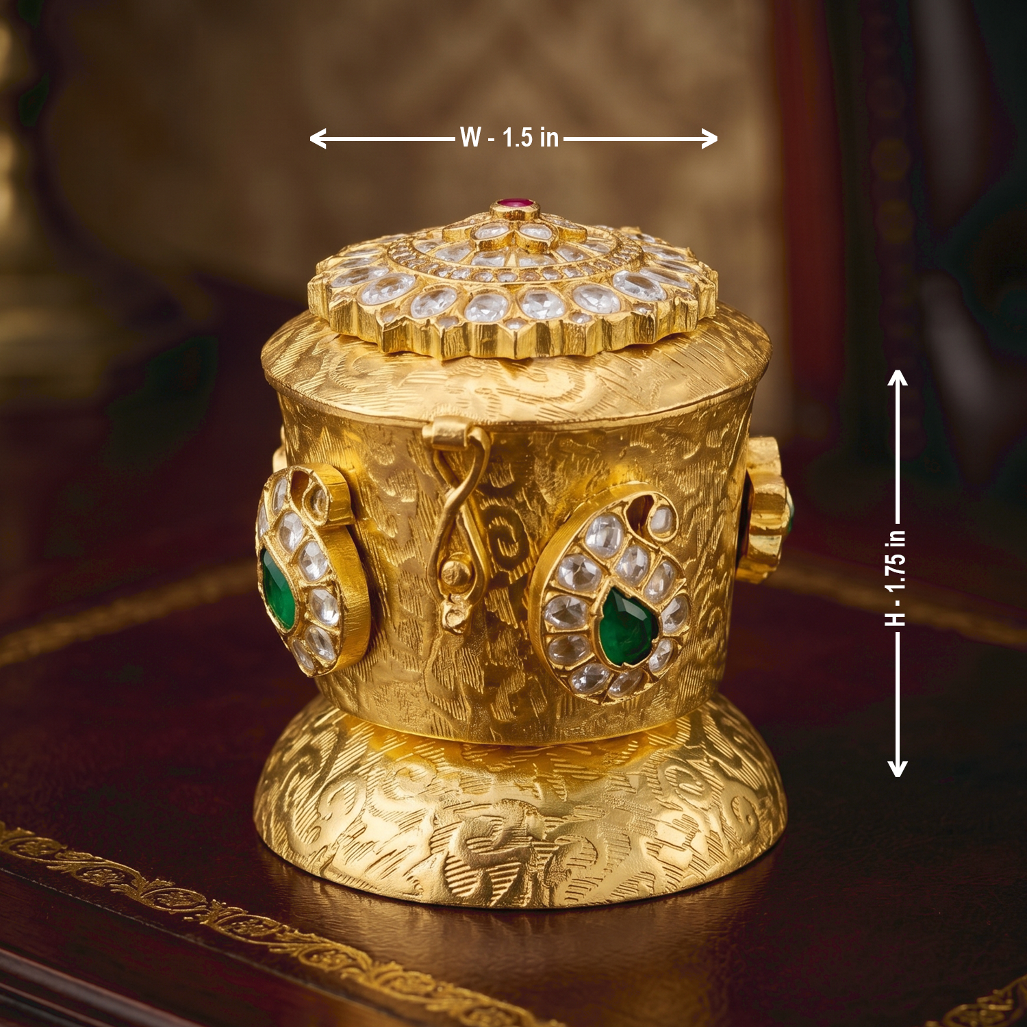 92.5 Silver Designer Kumkum Box-Gold Plated