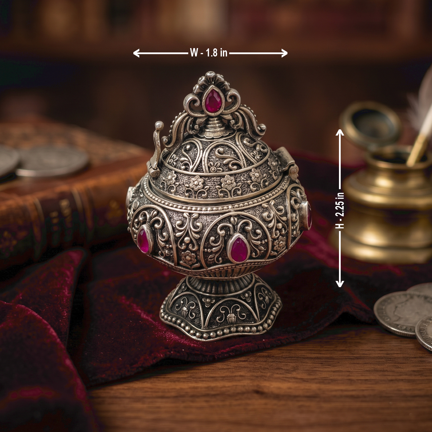 92.5 Silver Designer Kumkum Box