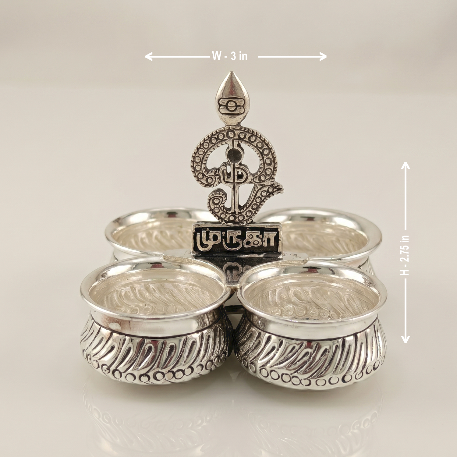 92.5 Silver Om Muruga Silver Kumkum Bowl Set