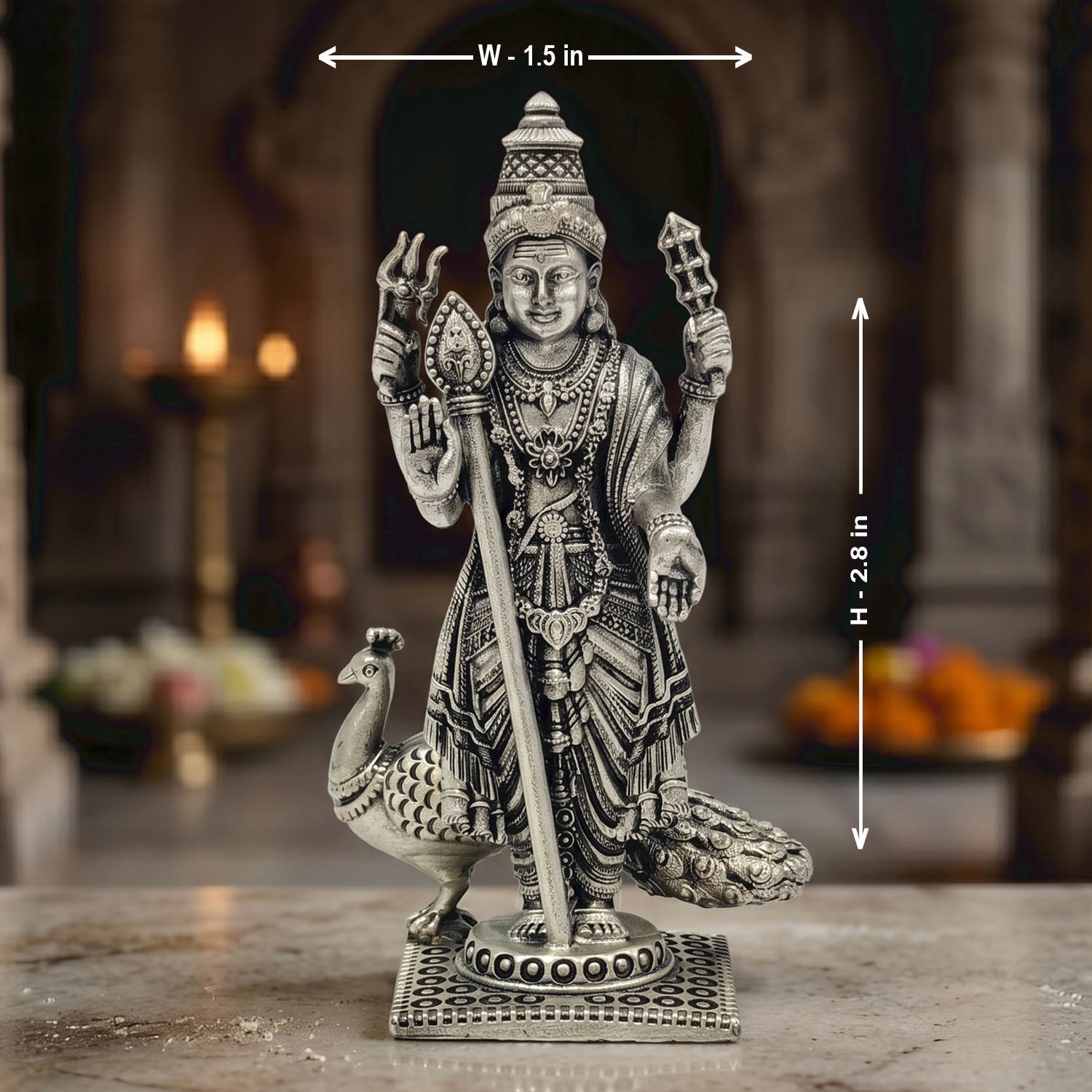 92.5 Silver Lord Murugan Statue