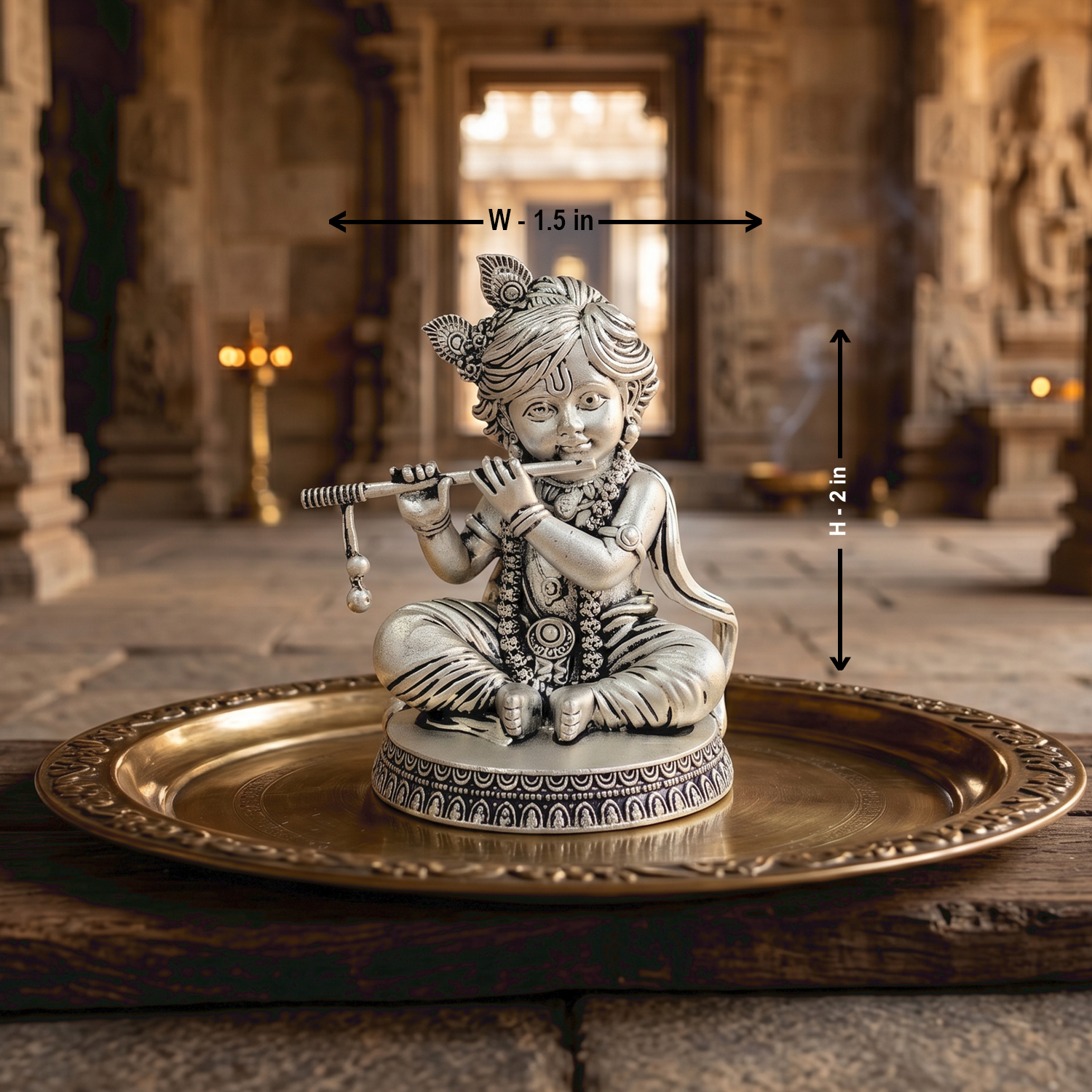 92.5 Silver Lord Krishna Statue