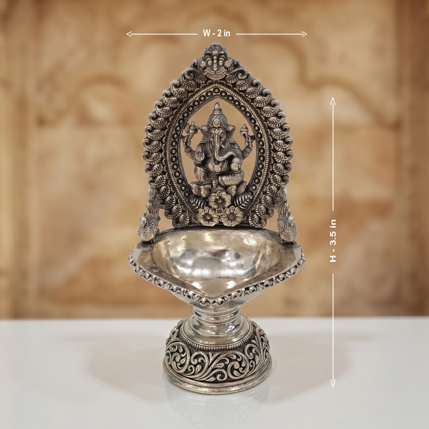 92.5 Silver Divine Ganpati Deepam