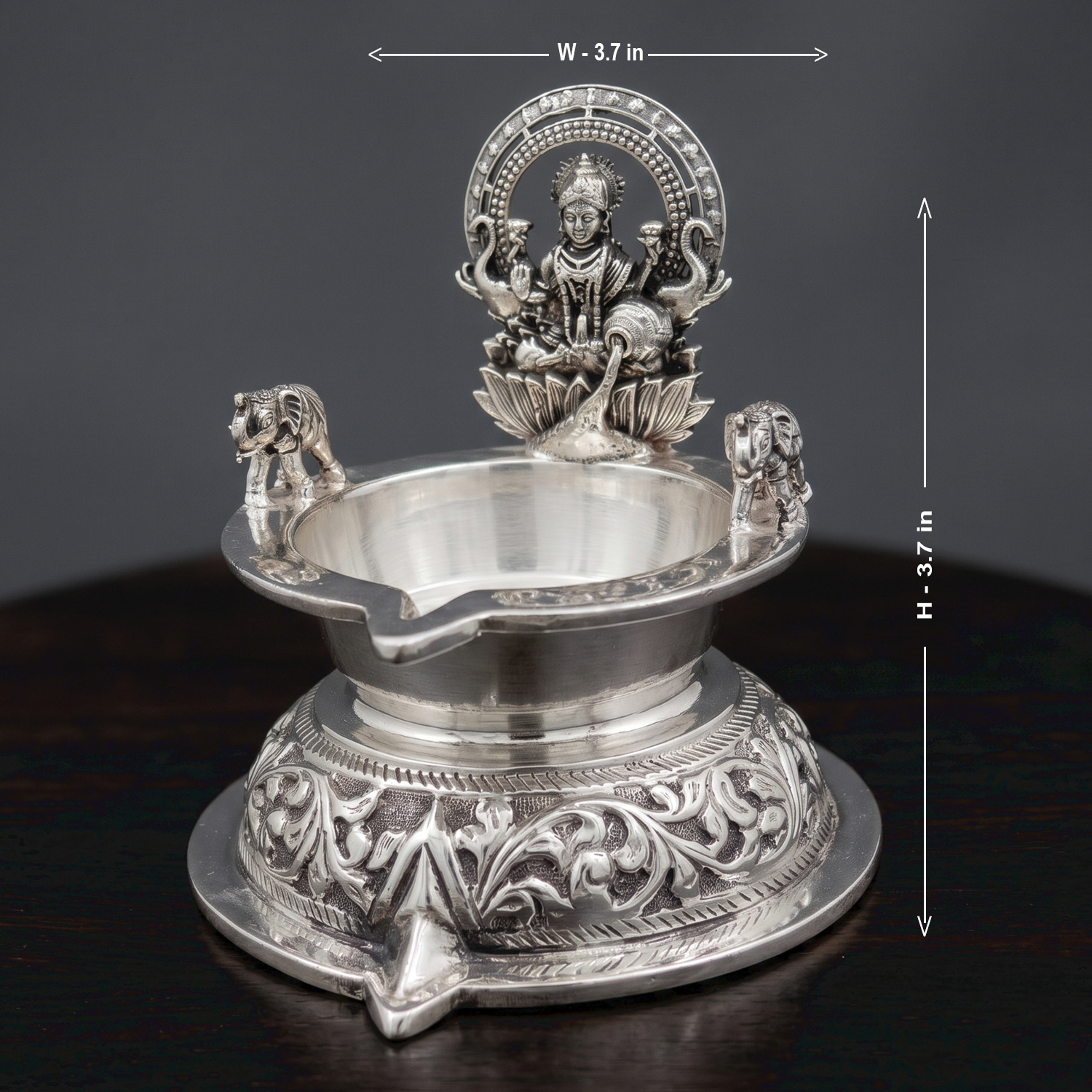 92.5 Silver The Gaja Lakshmi Silver Diya
