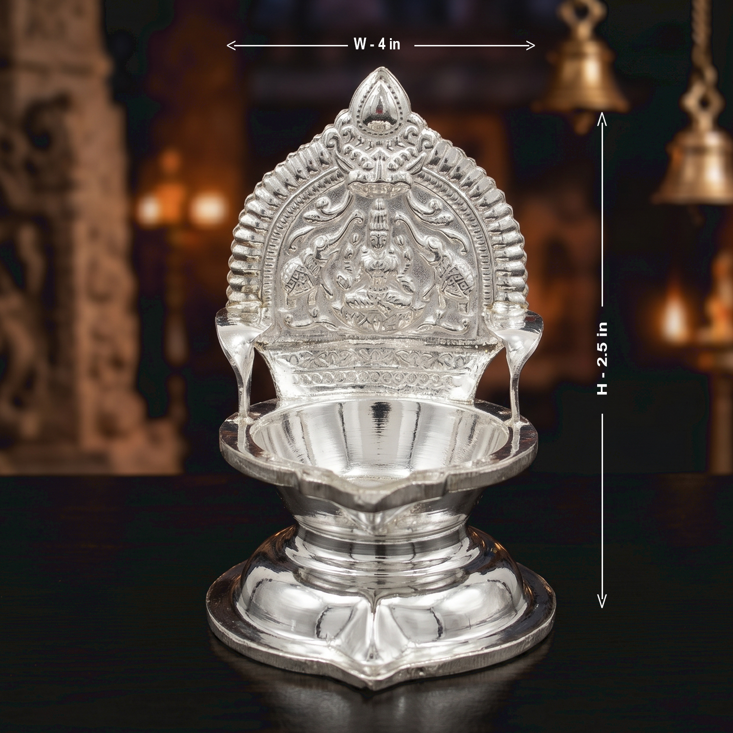 92.5 Silver Divine Pure Silver-Finish Lakshmi Deepam